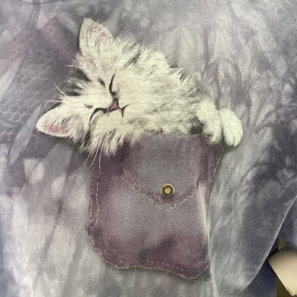 Purple Tie Dye Kitten Kitty Cat Graphic Tee Women Sz XL #57W - Picture 8 of 8